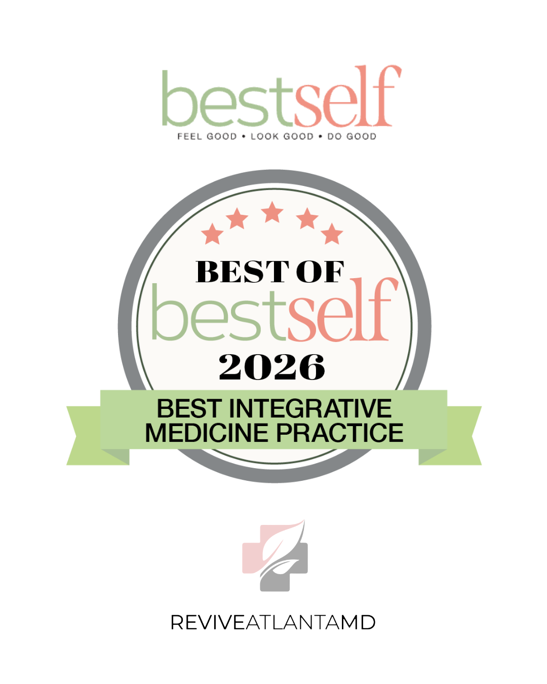 Best of Best Self Atlanta 2026 winner ribbon - Best Integrative Medicine Practice, Revive Atlanta MD