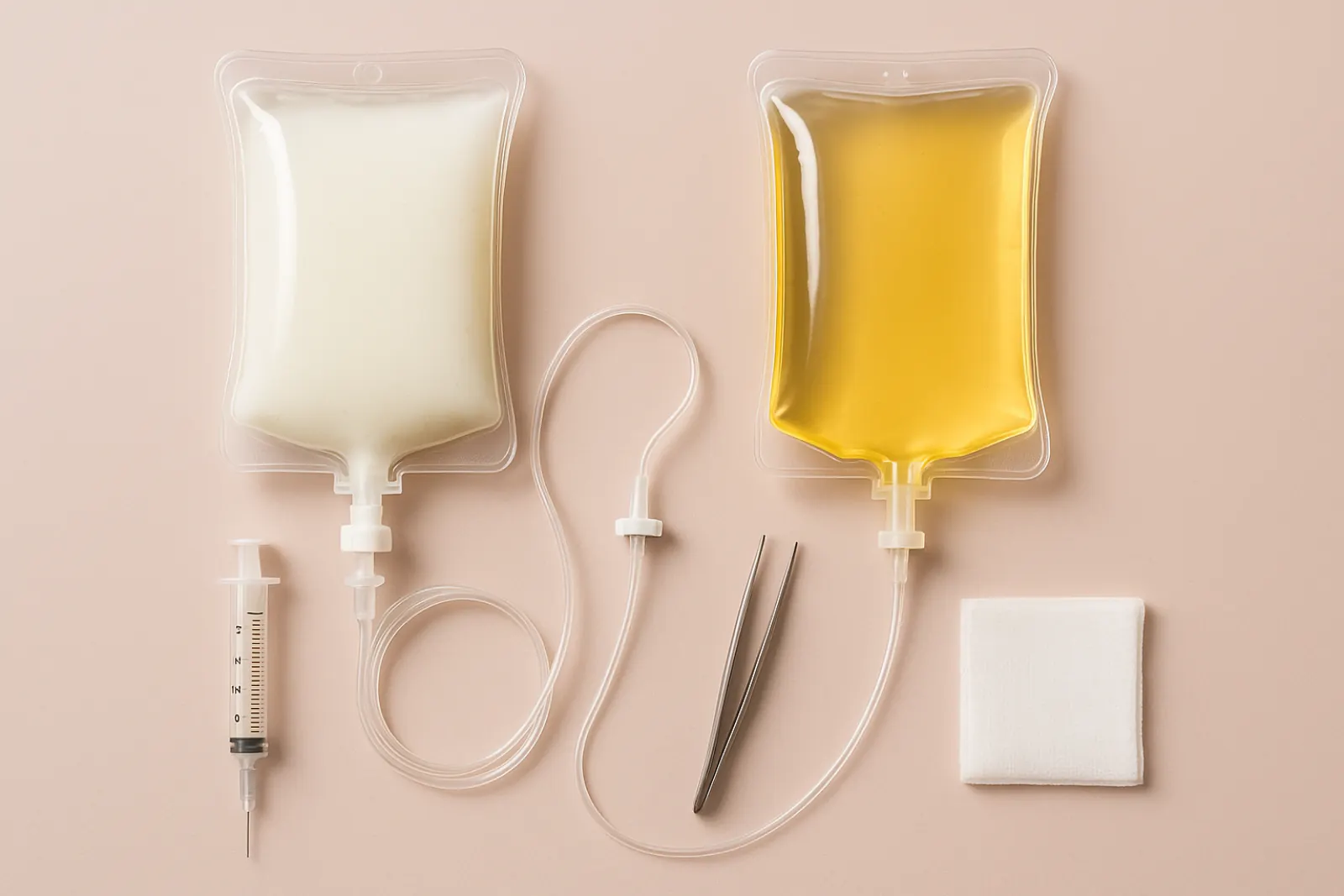 IV nutrient therapy setup with drip bags and medical equipment for athlete recovery