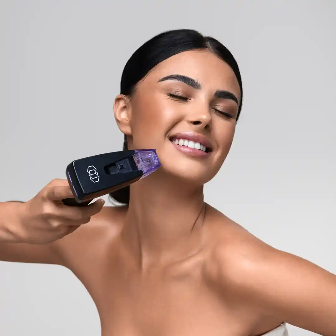 Woman receiving a Morpheus8 skin tightening treatment