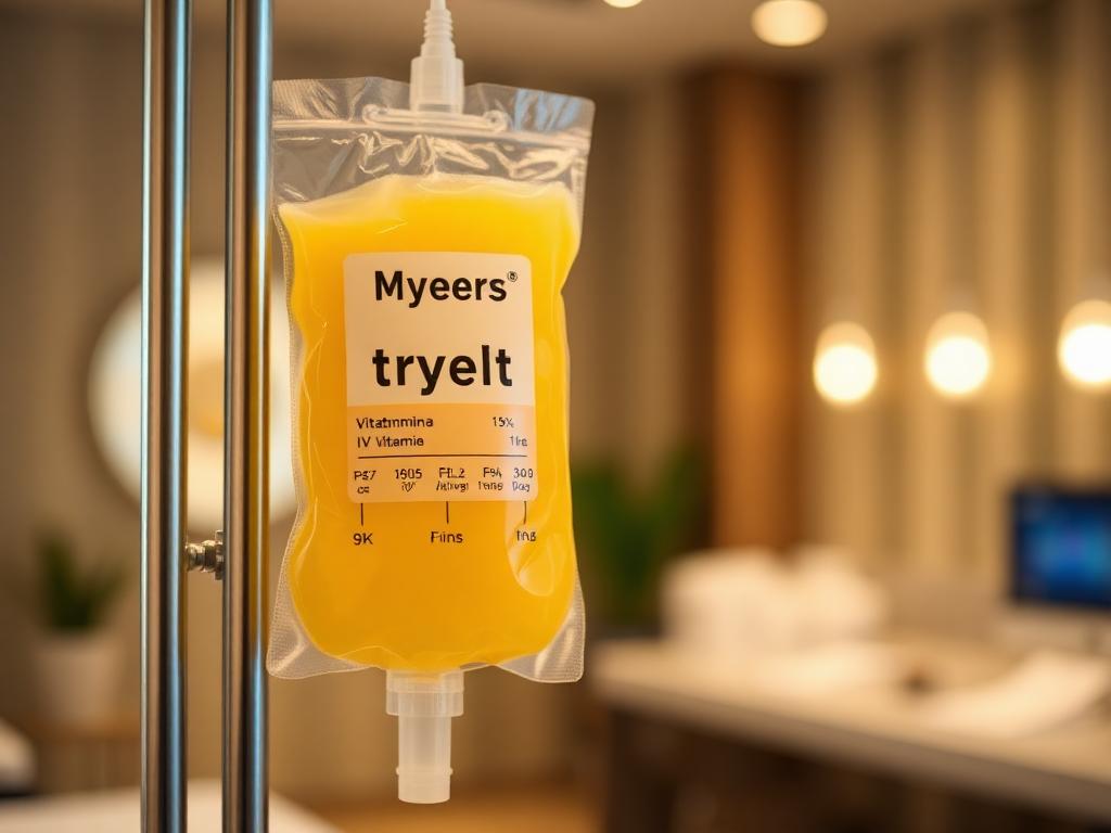 Myers Cocktail IV drip with vitamin solution at Atlanta clinic