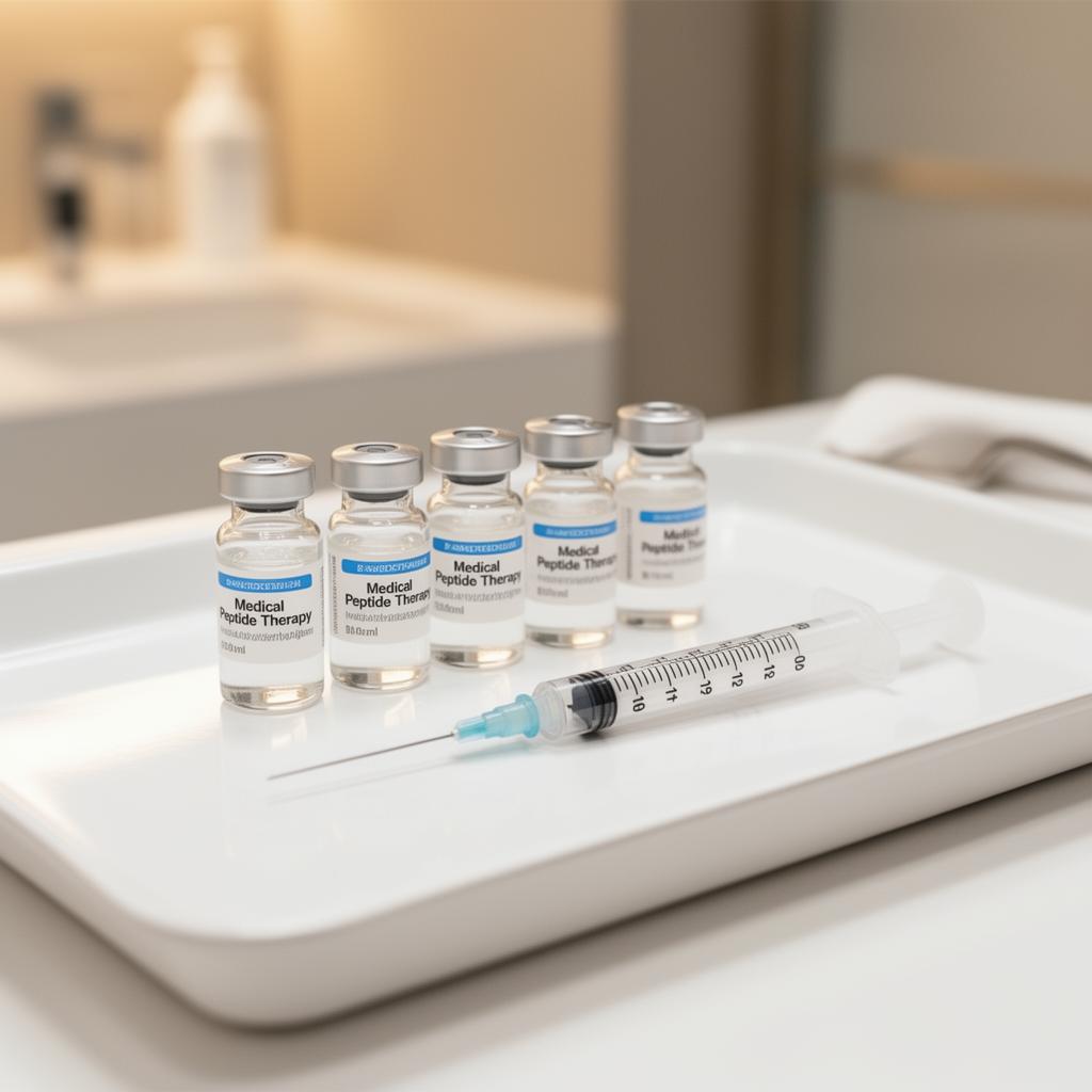 Peptide therapy vials and syringe at Revive Atlanta MD clinic